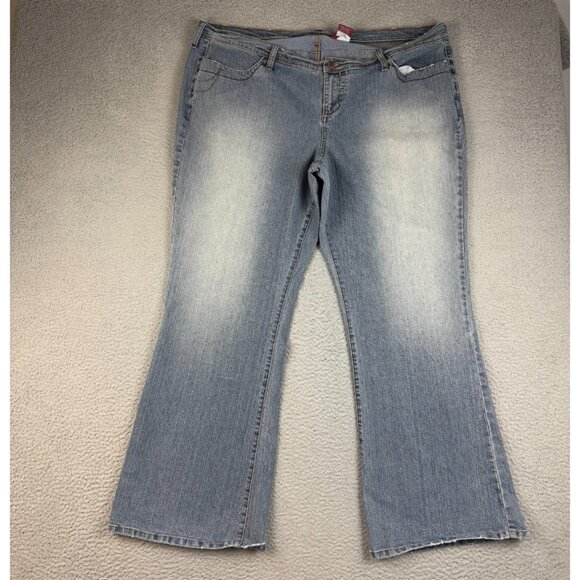 Womens Blue Jeans Plus Size 24 Curvy Faded Stretch BONGO Bootcut High Rise Denim - Picture 1 of 6